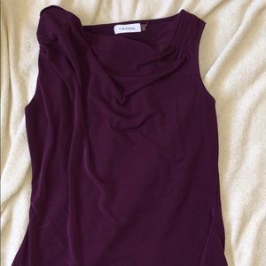 calvin klein purple cowl neck top